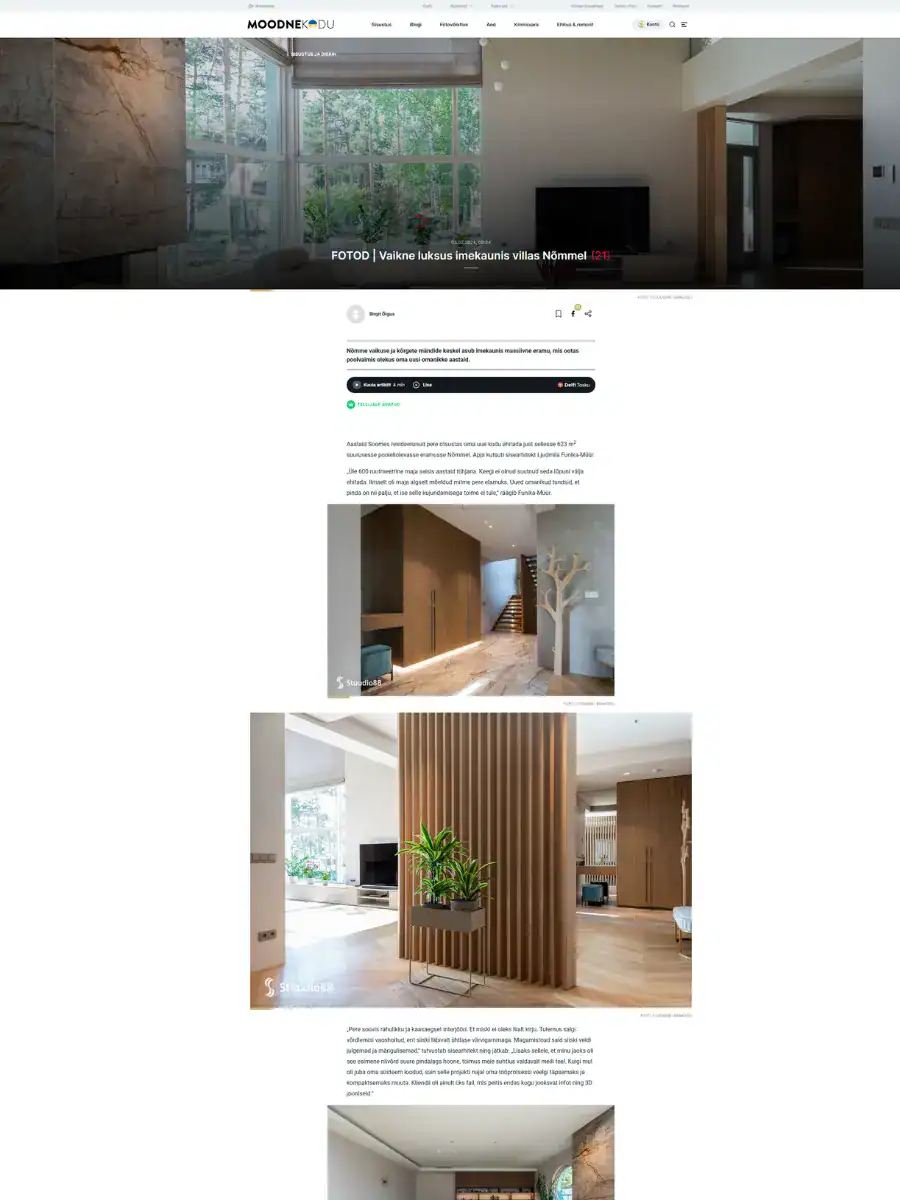 Moodne Kodu kajastus – vaikne luksus villas Nõmmel