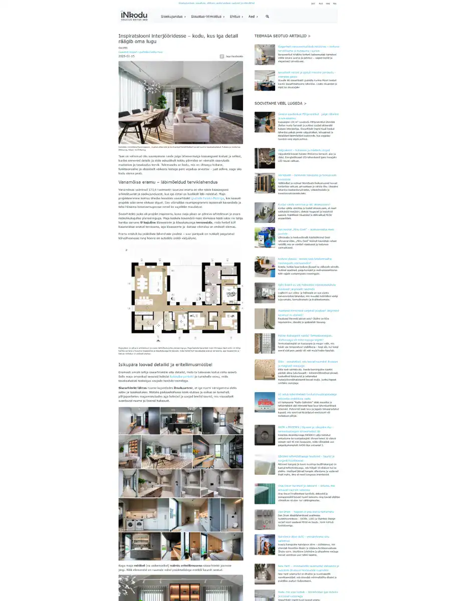 Inspiratsiooni interjööridesse – kodu, kus iga detail räägib oma lugu (Vanamõisa eramu), Inkodu kajastus