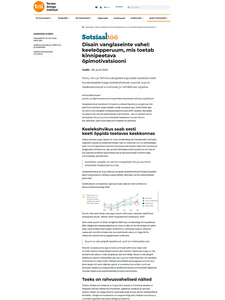 Artikkel Tervise Arengu insituttdi lehel: Disain vanglaseinte vahel
